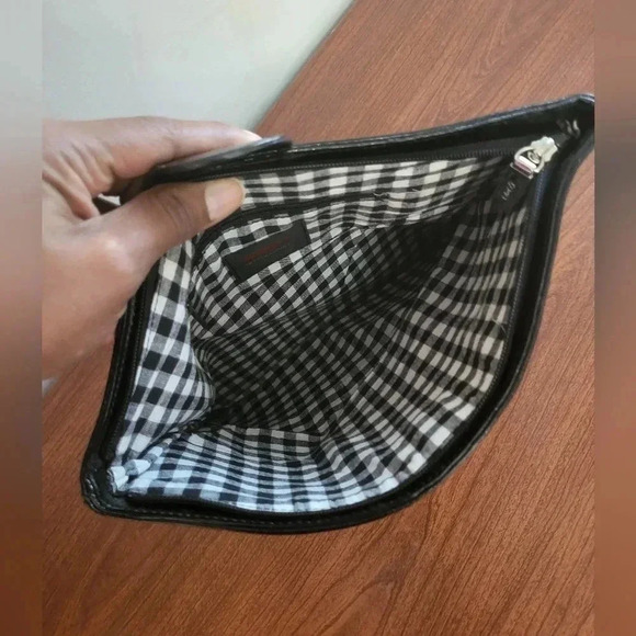 HOBO International Fold-over Black Patent Leather Clutch Silver Buckle Accent - Picture 9 of 10